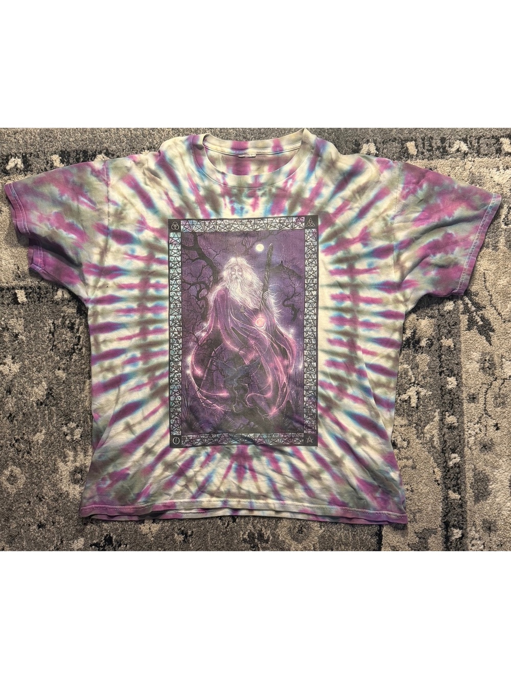 Vintage Tie Dye Wizard T-Shirt Celestial Astrology Psych